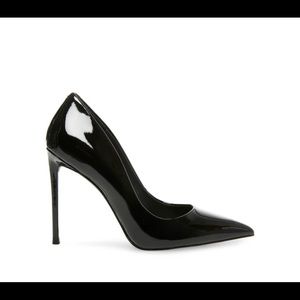 Black patent leather stilettos